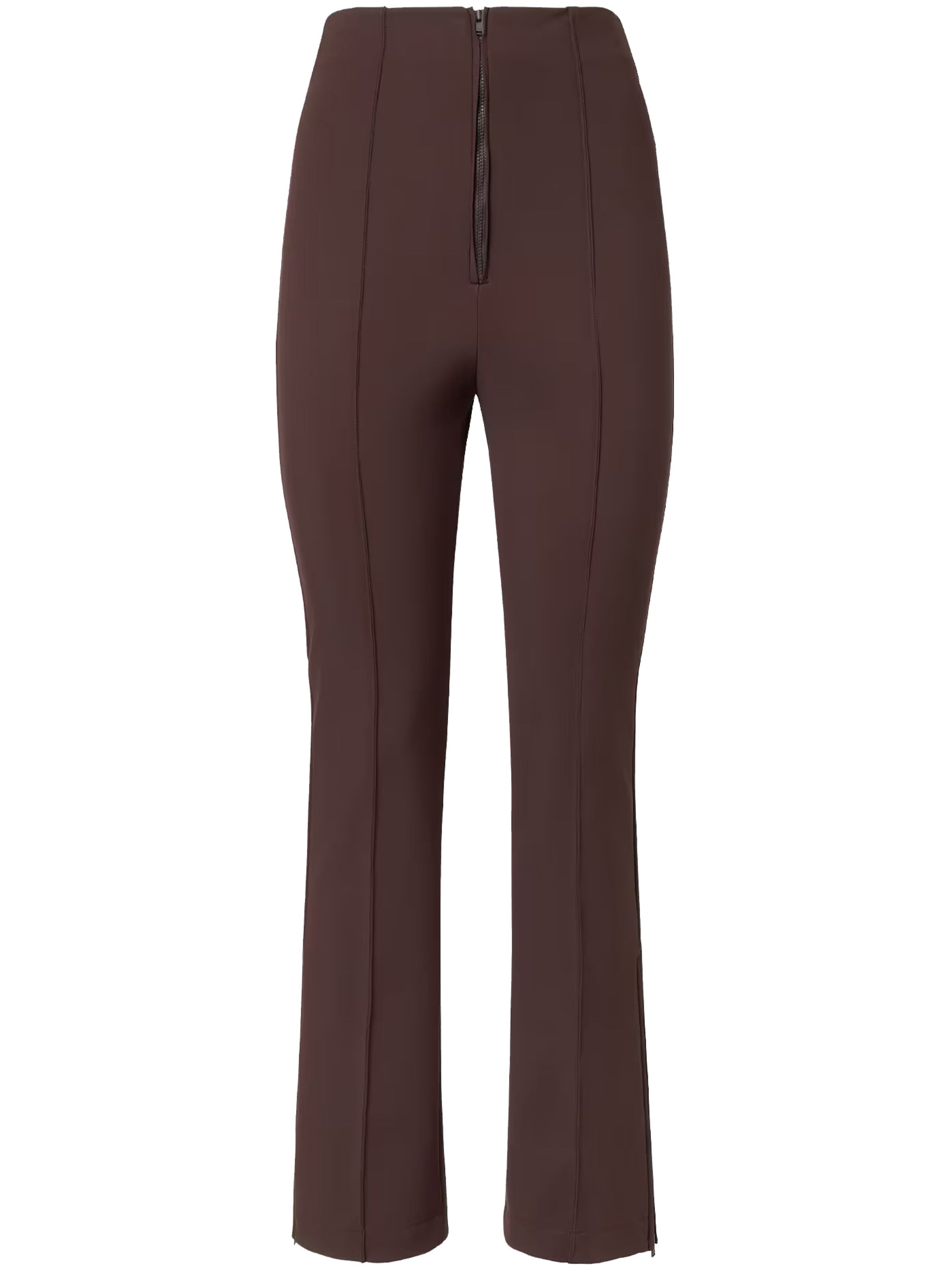 Fitted Brown High Waist Ankle-Zip Pants