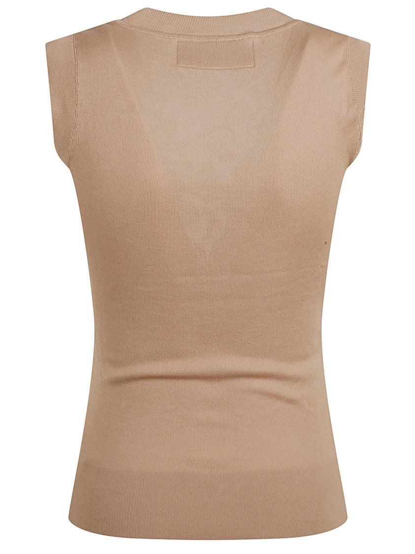 Sleeveless Top With Floral Embroidery