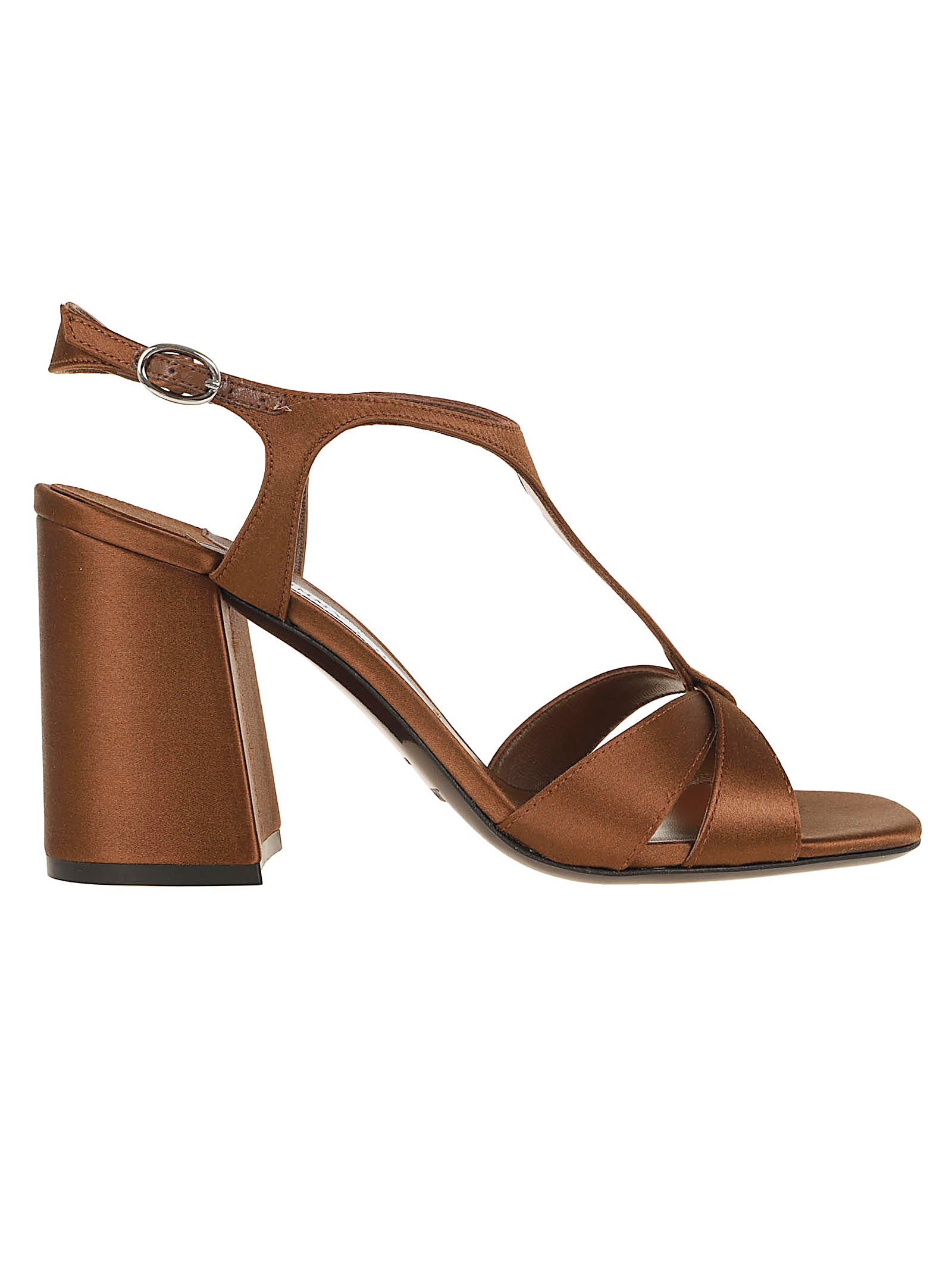 Satin-Finish Metallic Bronze T-Strap Pumps