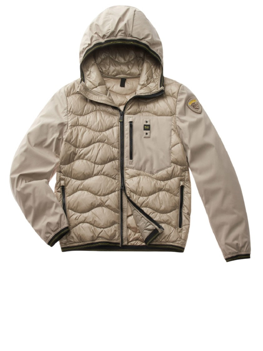 Beige Down Jacket With Hood
