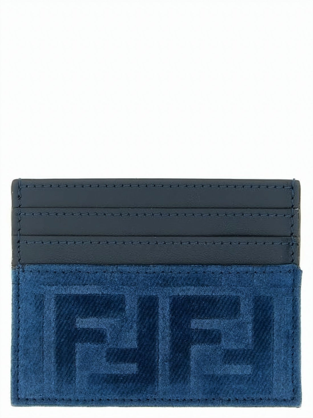 Blue Fabric Leather Patterned Cardholder