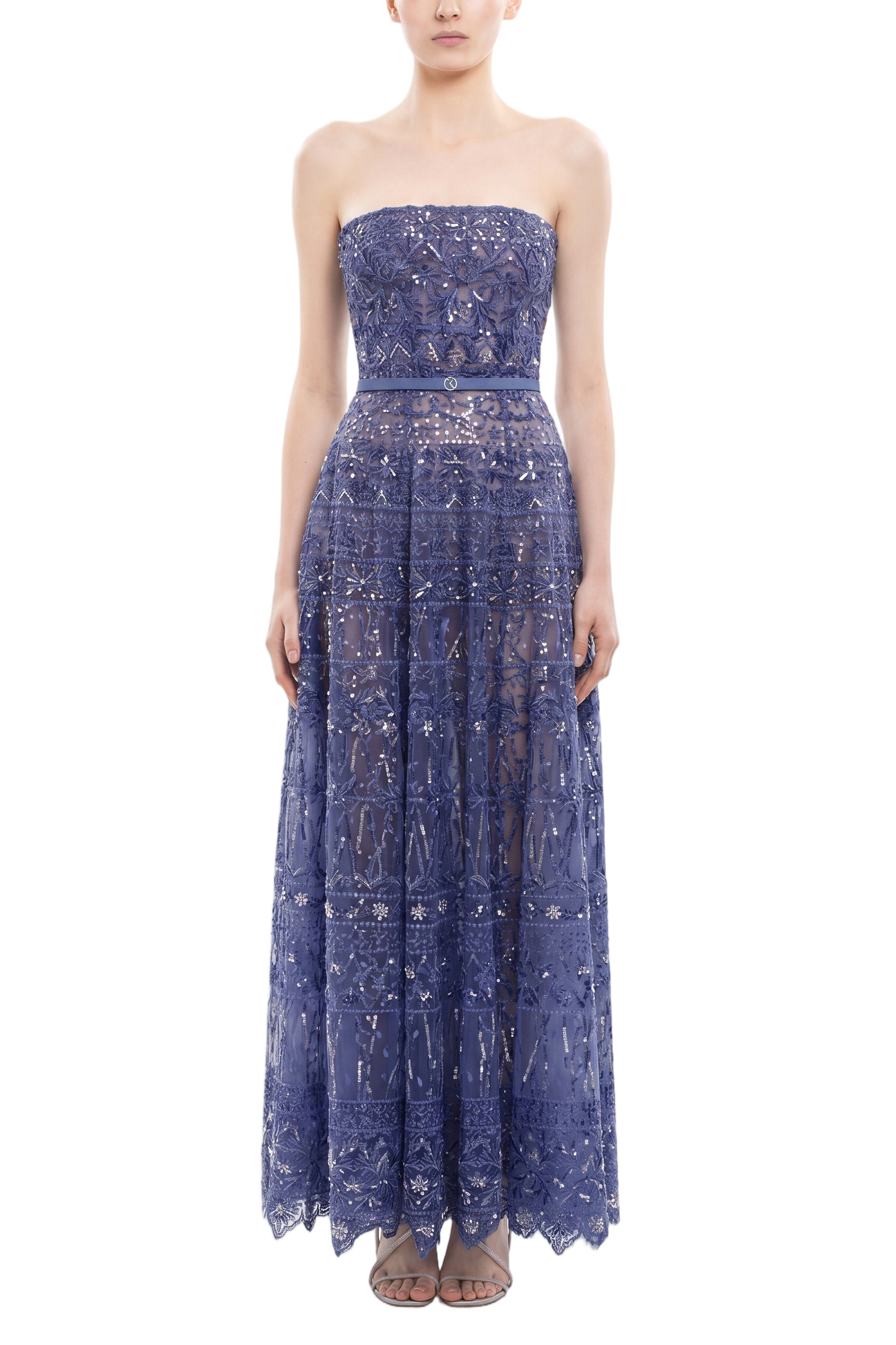 Strapless Beaded Tulle Dress