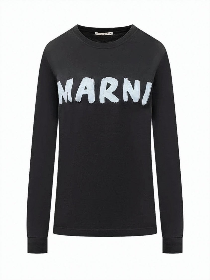 Long-Sleeve Cotton Tee with Graphic Print by Marni