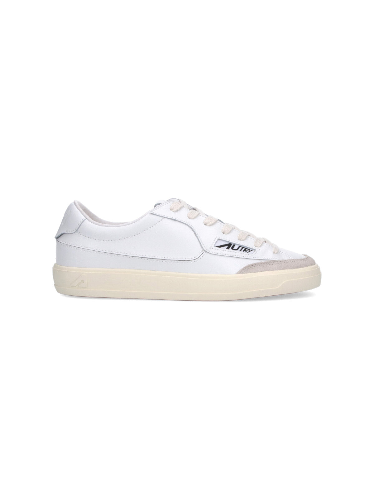 Low-top White Leather Sneakers with Subtle Suede Accents