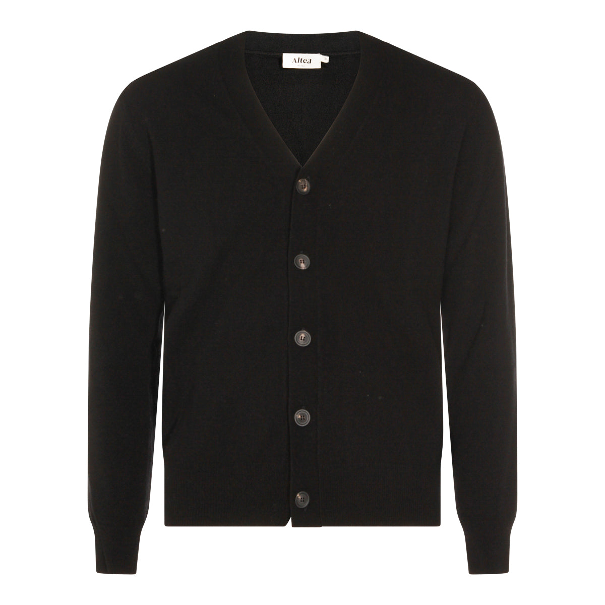 Black Cardigan With V-Neck And Button Closure