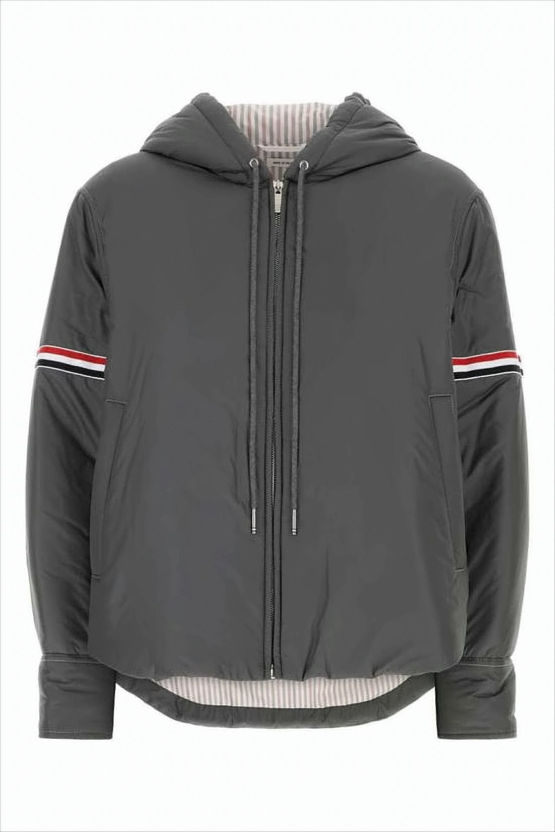 Boxy Cropped Jacket with Hood and Striped Detail