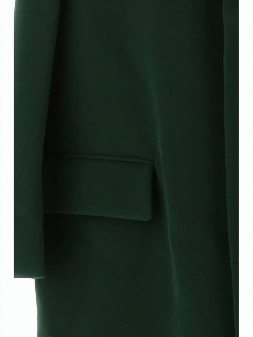 Deep Green Tailored Coat with Classic Lapel and Flap Pockets