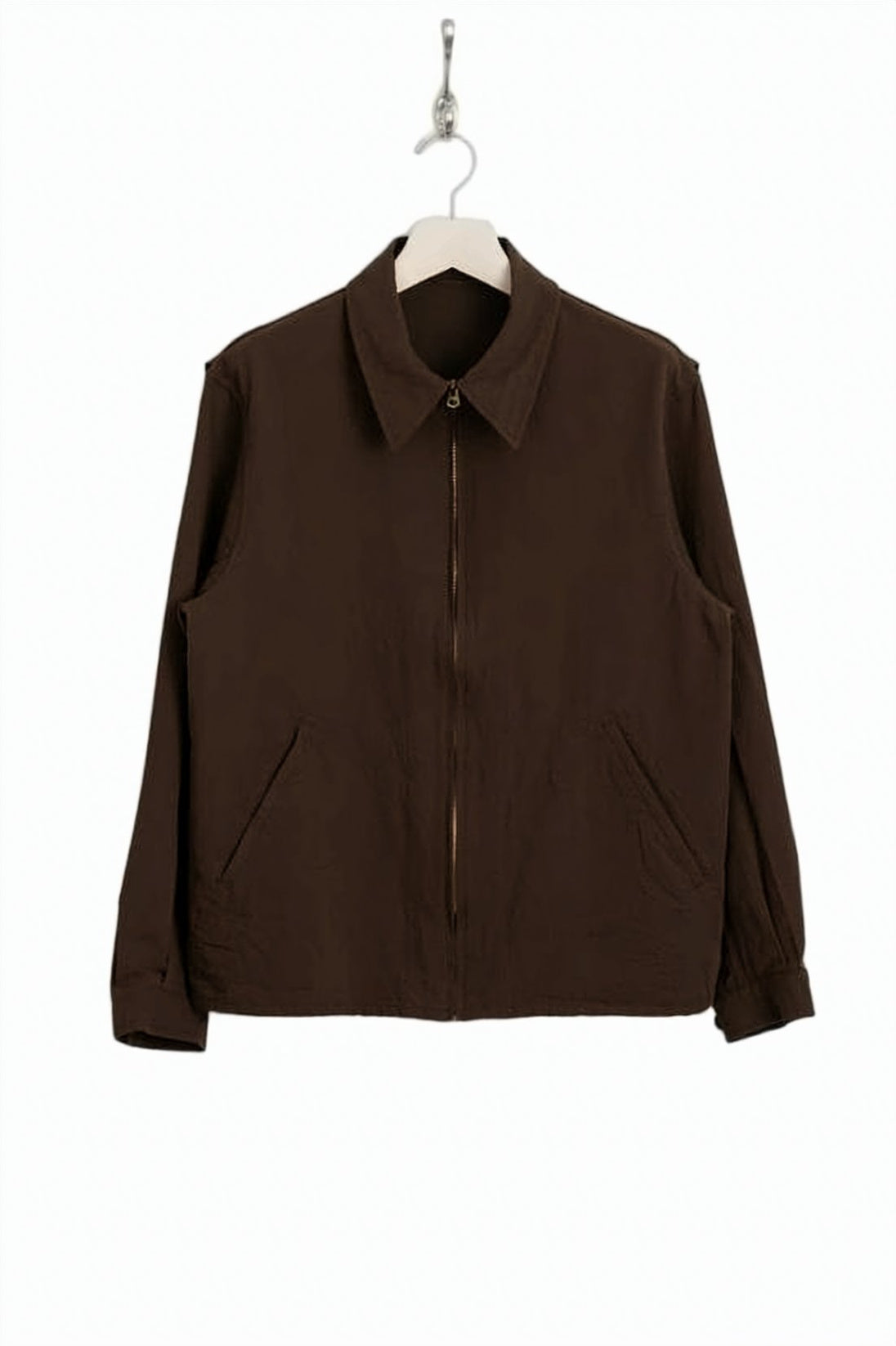 Cropped Brown Jacket with Classic Collar