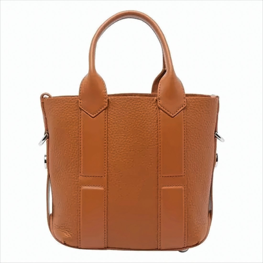 Structured Dark Tan Leather Shopping Bag