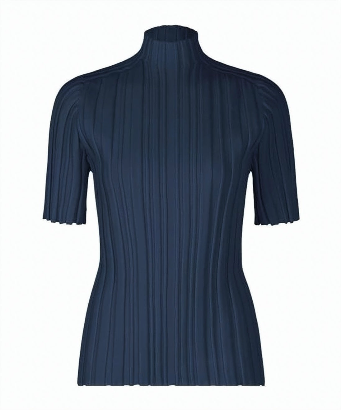 Vertically Pleated Short-Sleeved Top