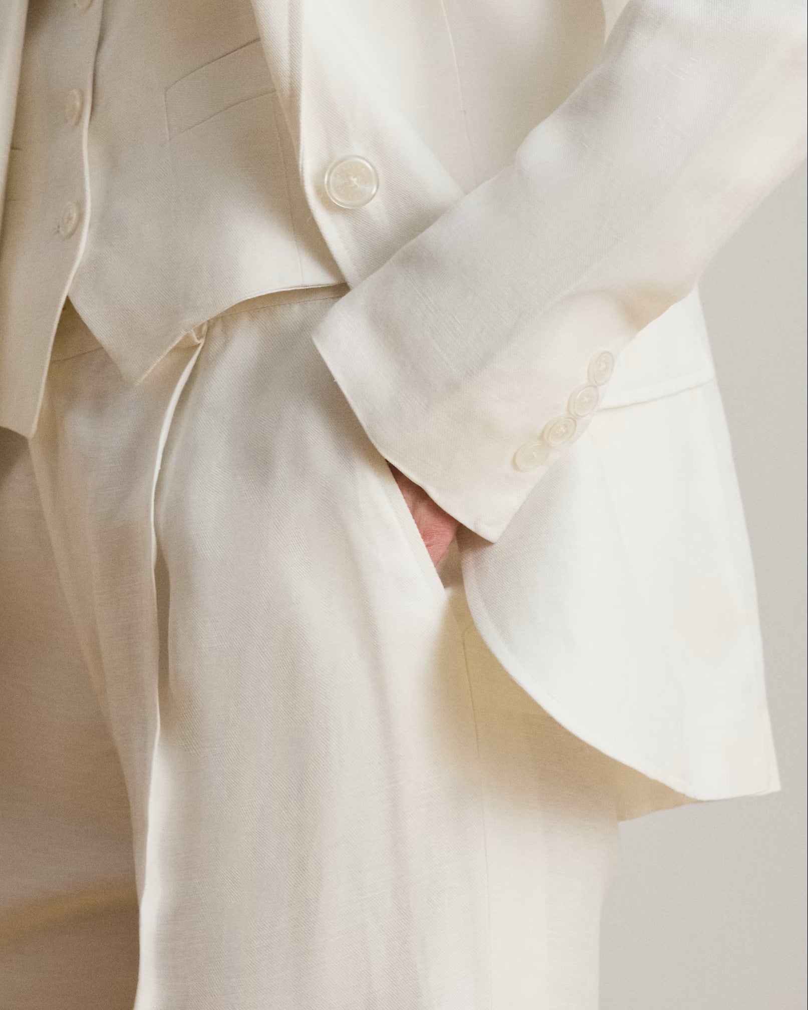 White Light Linen Blazer Jacket