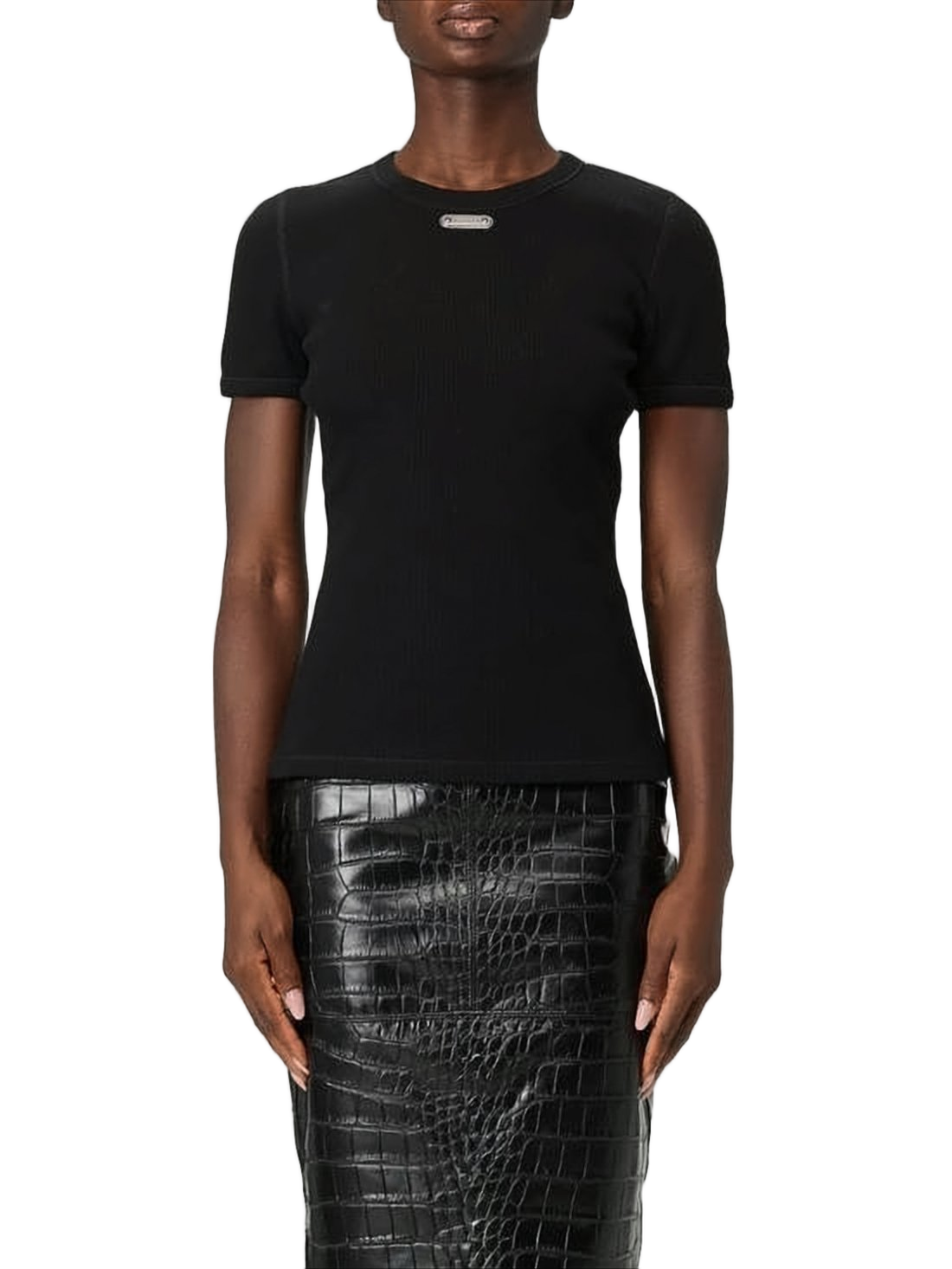 Fitted Ribbed Black Top