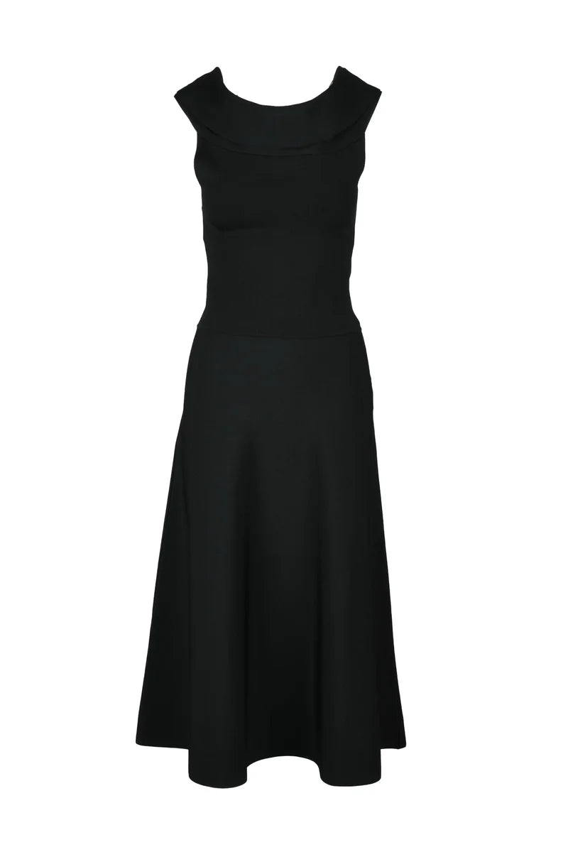 Long Flared Dress - Black
