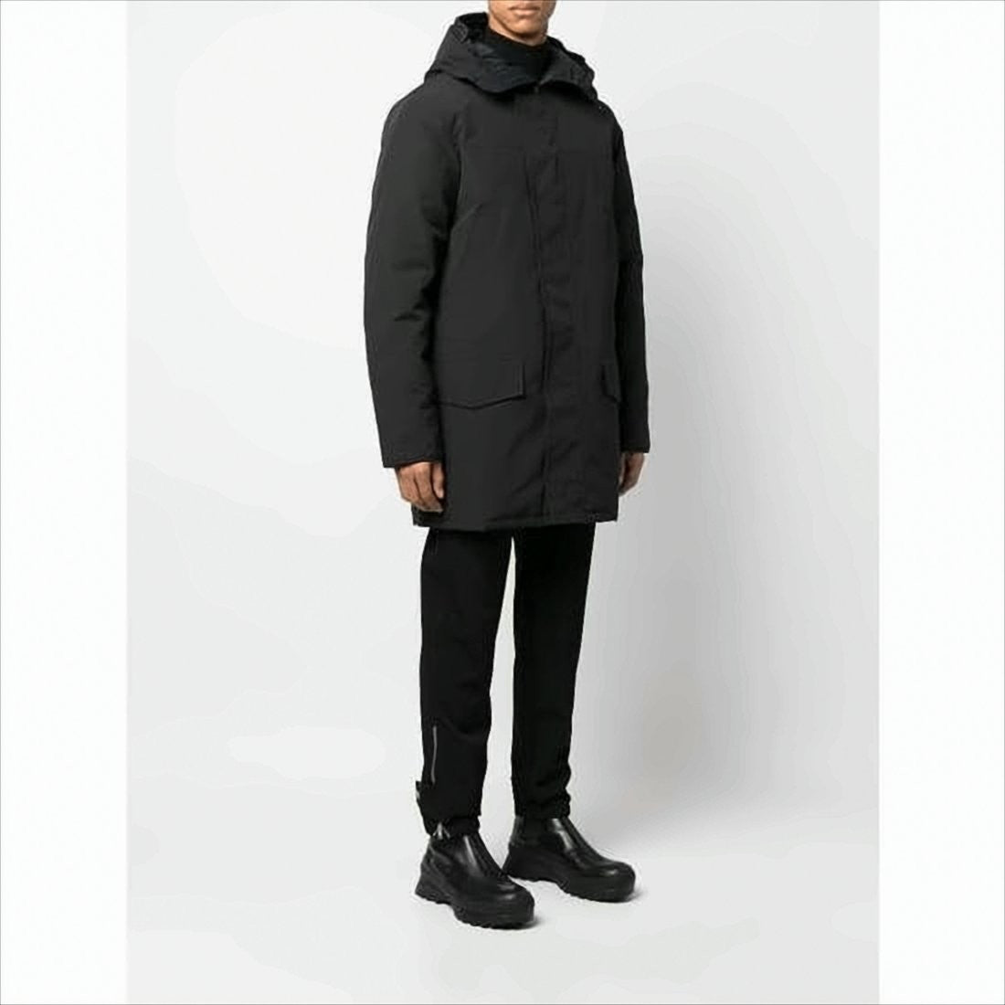Long Padded Coat with Concealed Zipper