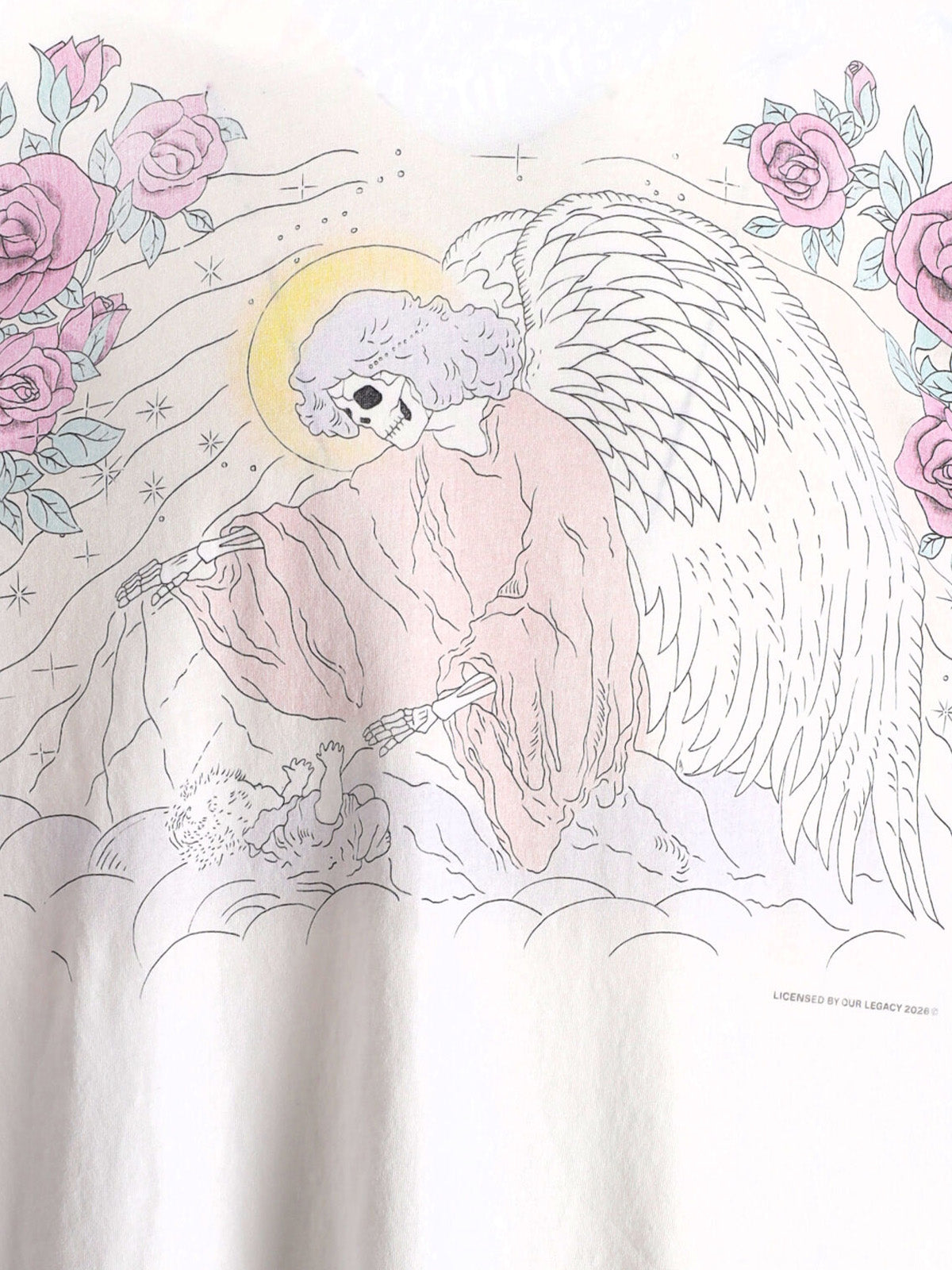 White Farewell Angelic Print Cotton T-Shirt
