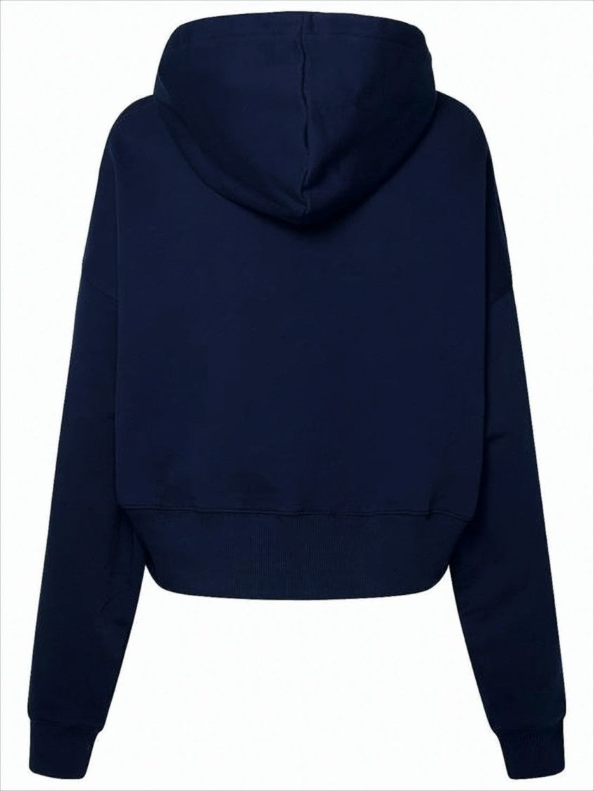 Cropped Hoodie with Logo Detail