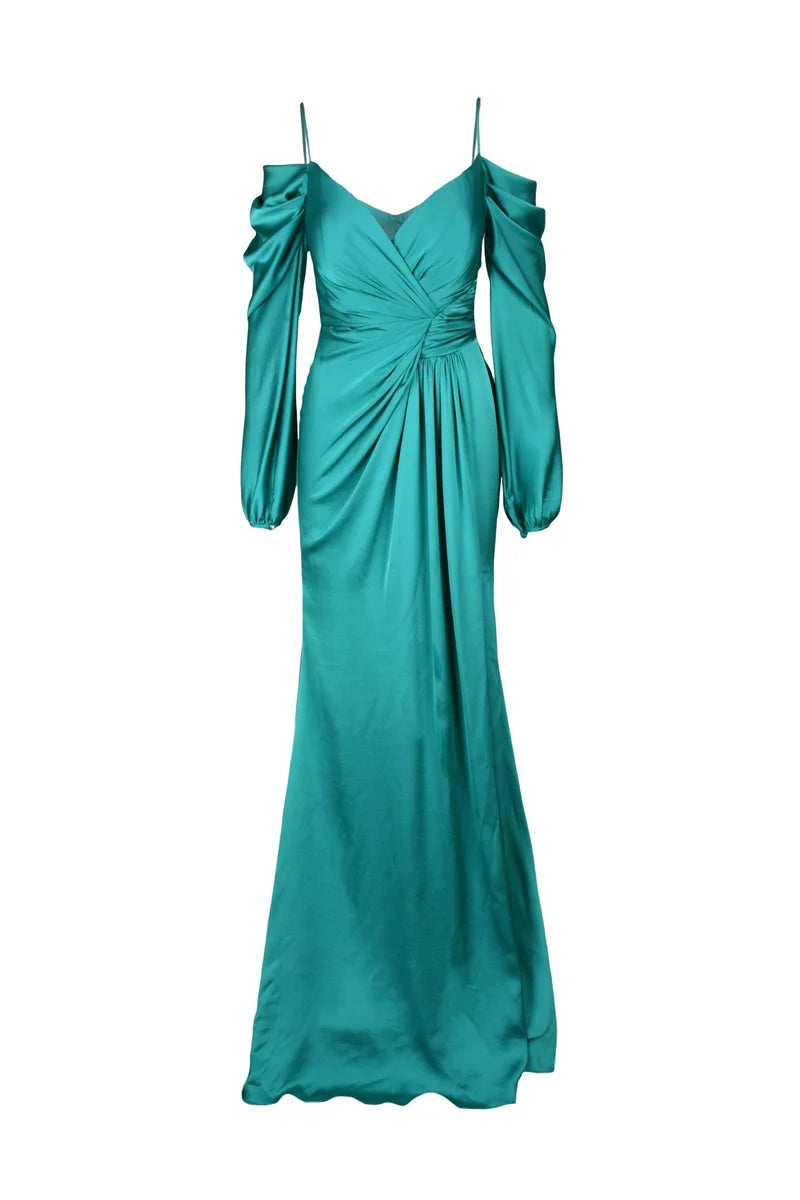 Puff Sleeve Dress - Green