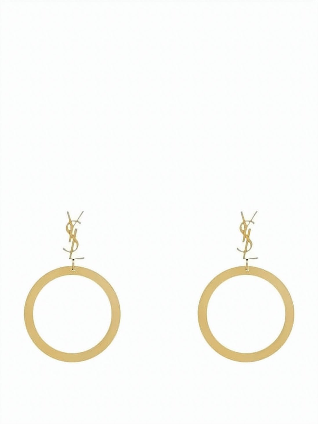 Polished Brass Hoop Earrings with Logo Emblem