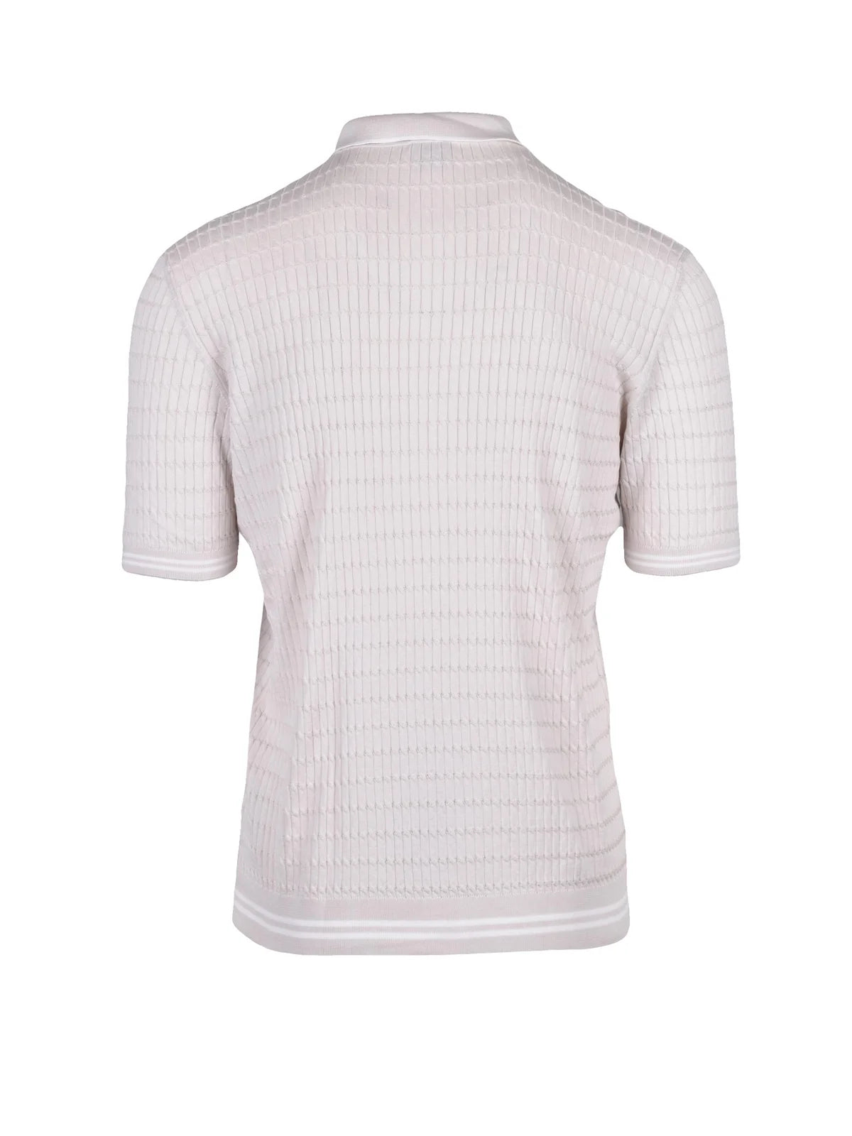 Beige Cotton Knit Polo Shirt