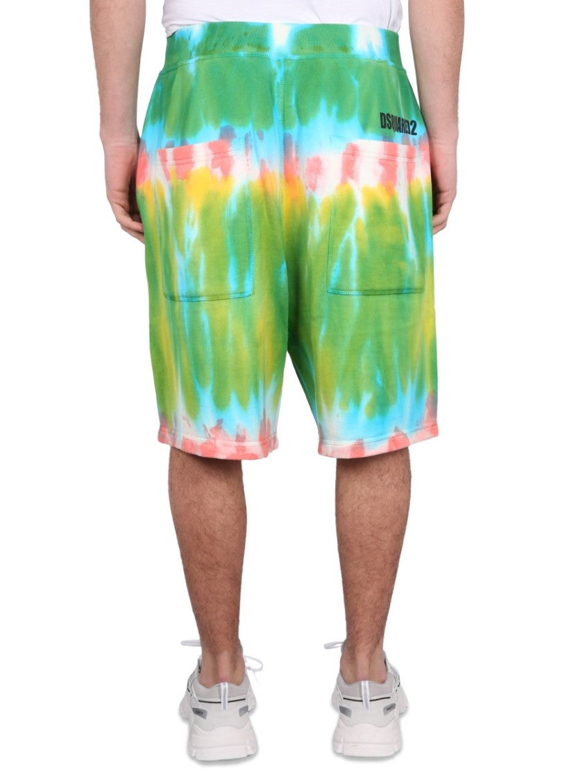 Bermuda Shorts With Vibrant Tie-Dye Pattern