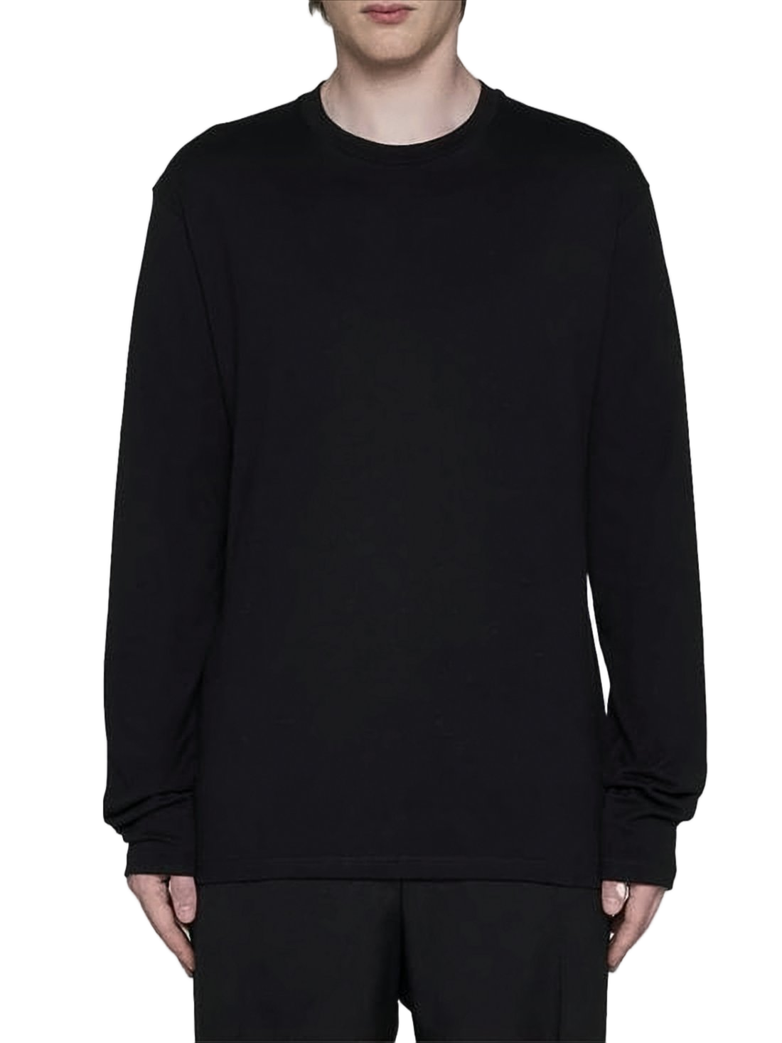 Long-Sleeve Black Cotton Shirt with Graphic Detail