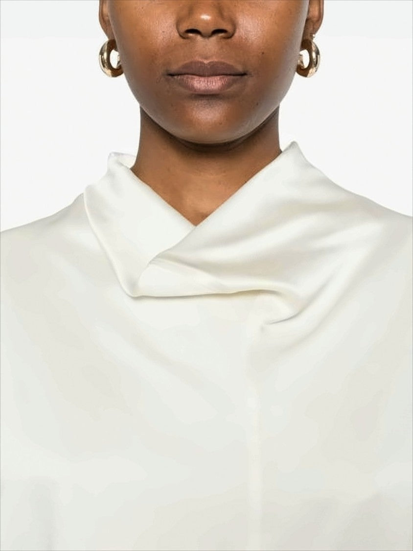 Boxy Silhouette Sleeveless Top with Draped Cowl Neckline