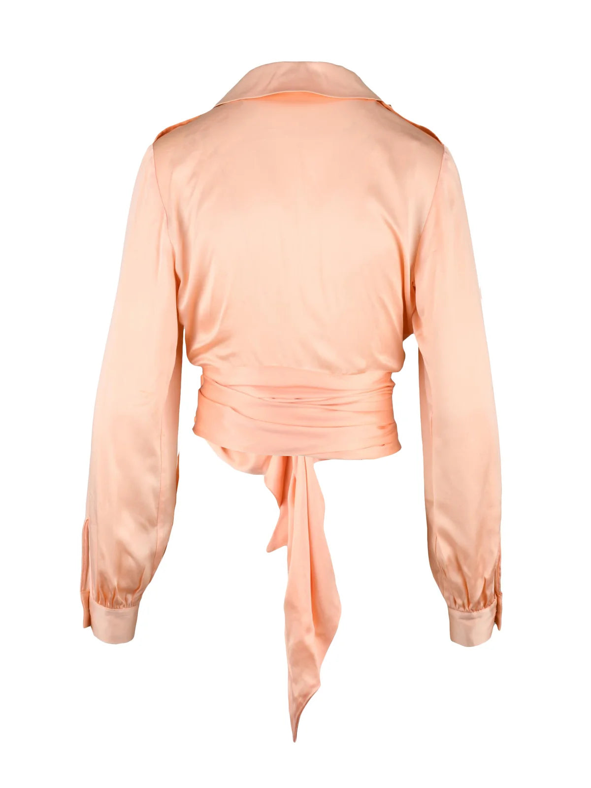 Pink Silk Women Cropped Wrap Shirt