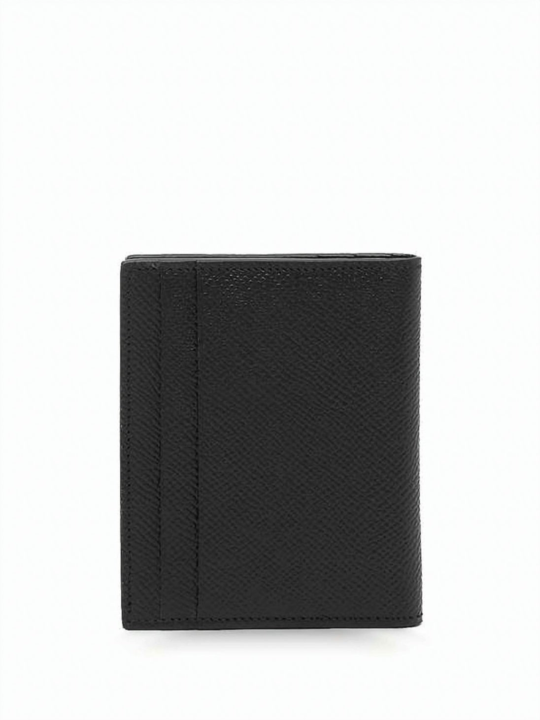 Textured Leather Bifold Card Wallet With Metallic Logo