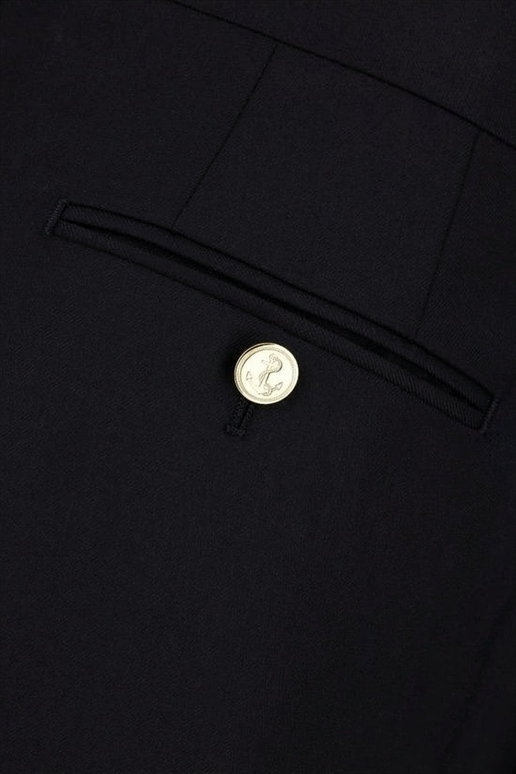 Tailored Black Straight Pants with Cuff Detailing