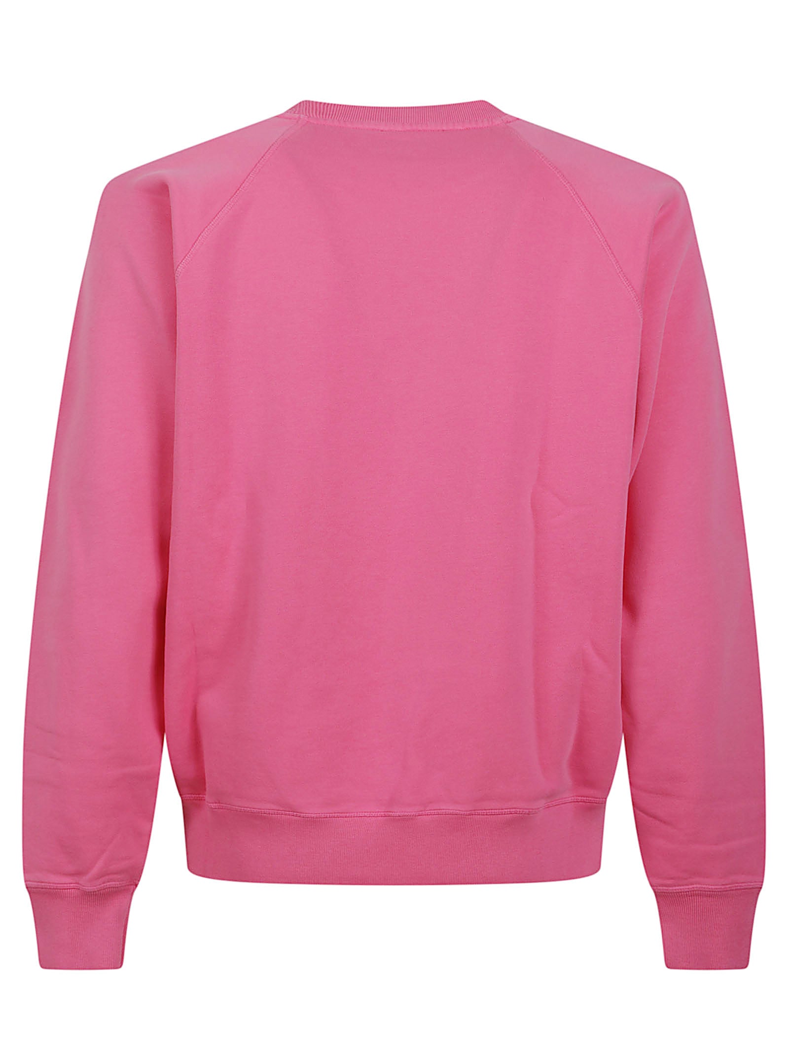 Vibrant Pink Cotton Sweater with Crew Neckline