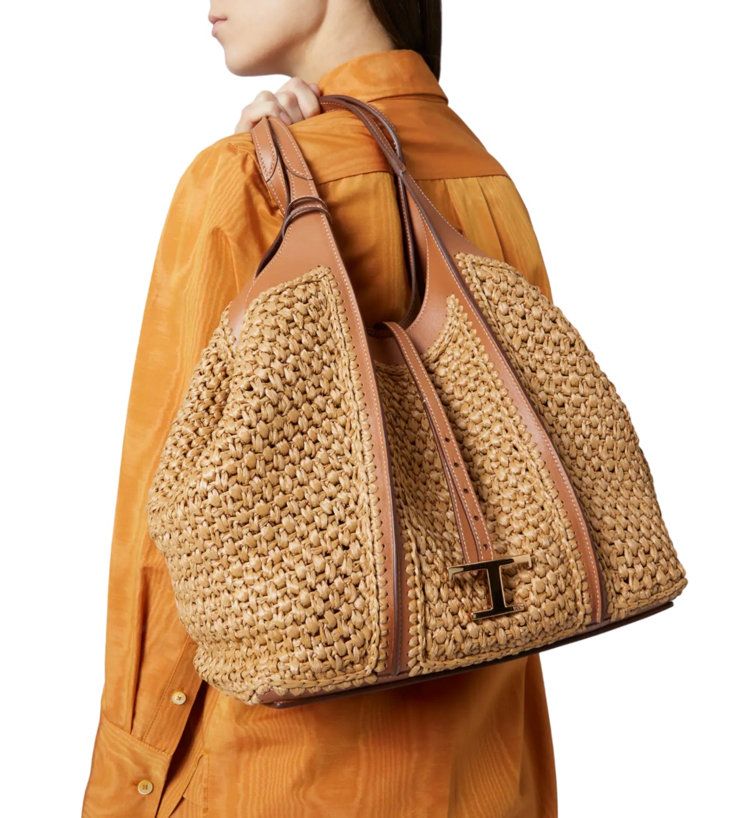 Yellow T Timeless Rattan Handbag