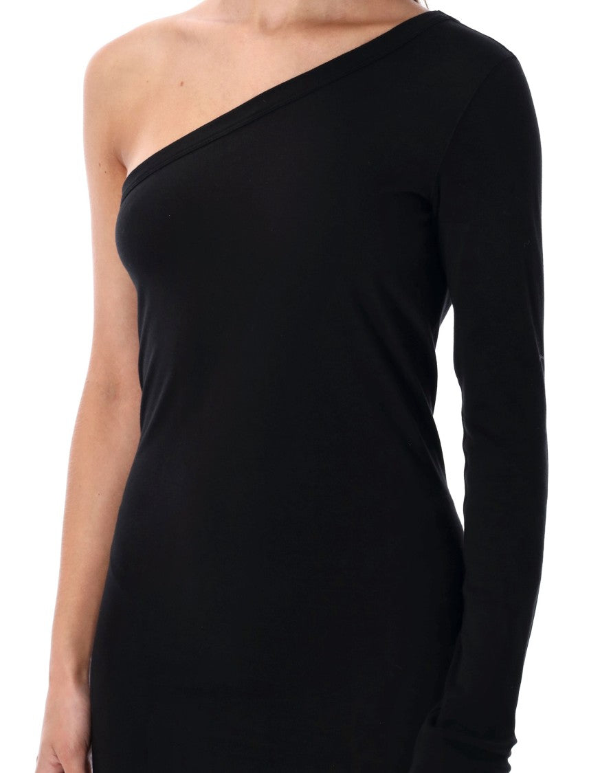 Ziggy One-Shoulder Black Cotton Jersey Dress
