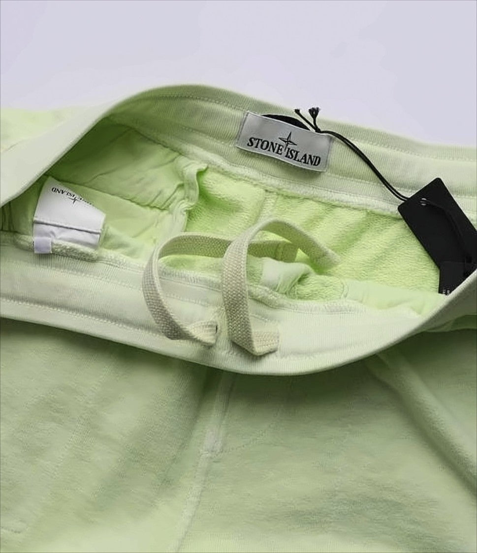 Relaxed Fit Green Cotton Shorts