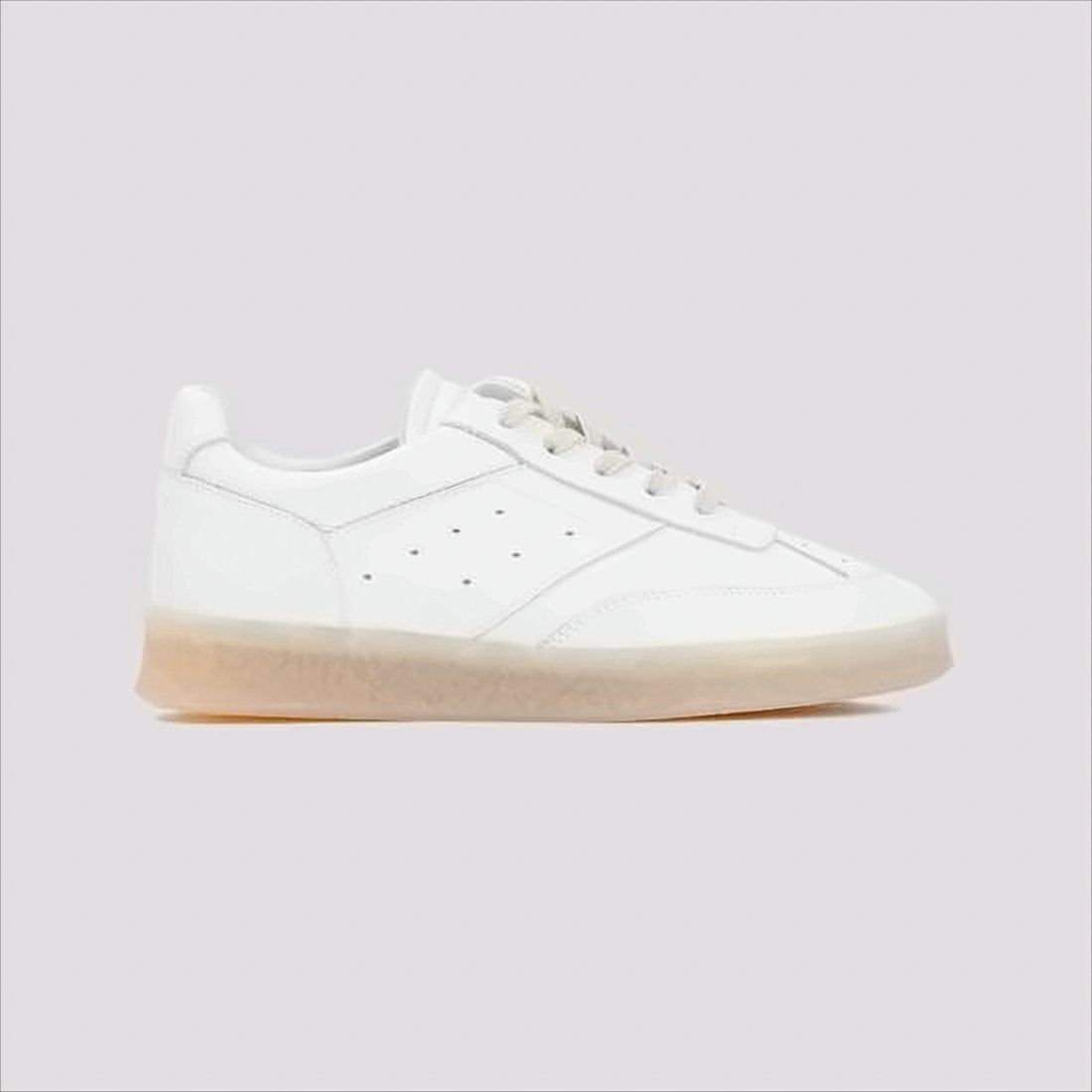 Low-Top Sneakers With Translucent Rubber Sole And Perforated Detailing