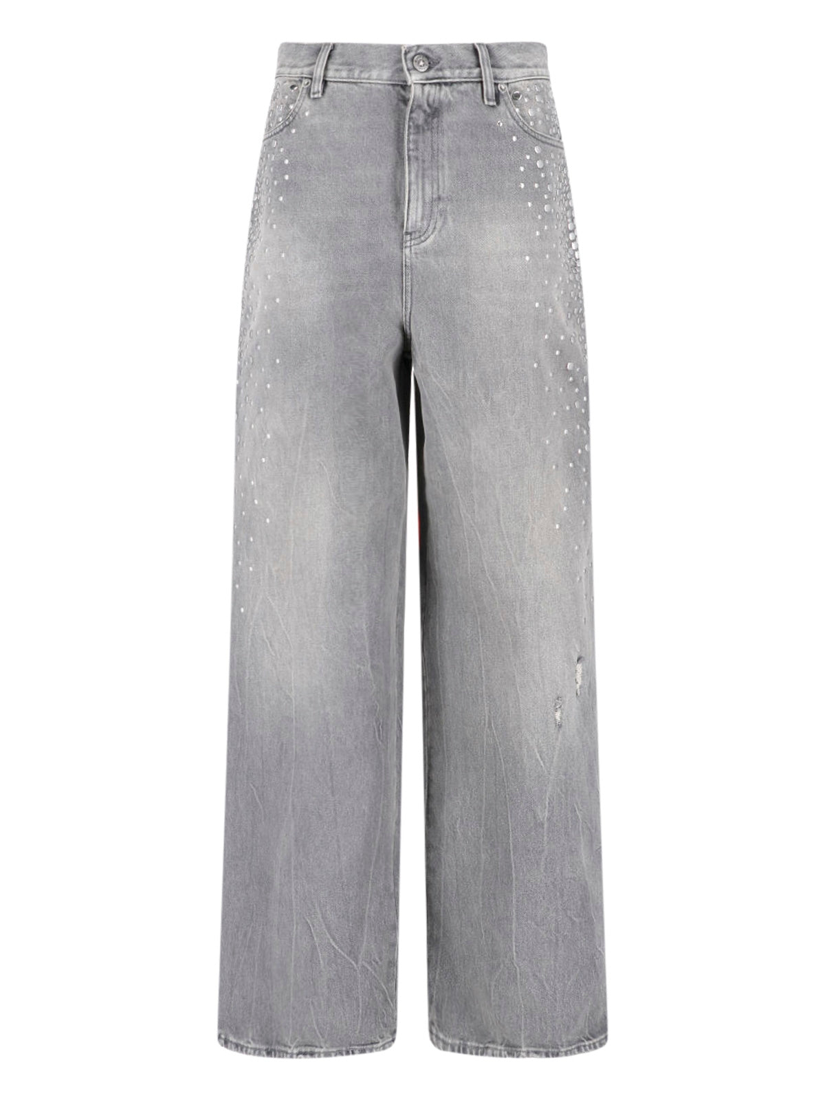 Gray Melody Mid-Rise Studded Denim Jeans