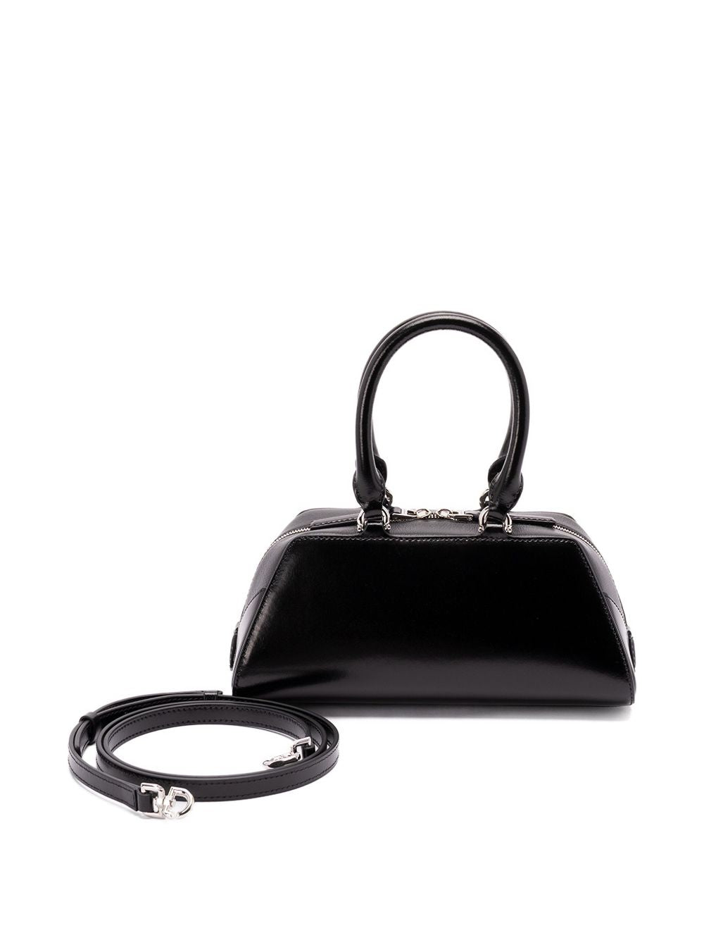 Structured Handbag in Glossy Calf Leather