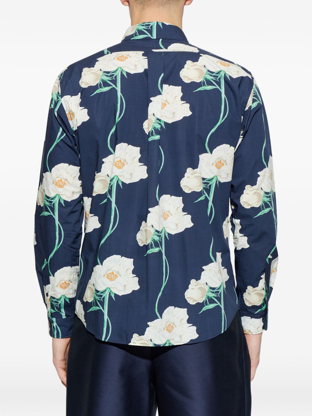 Floral Print Button-Down Shirt With Silk