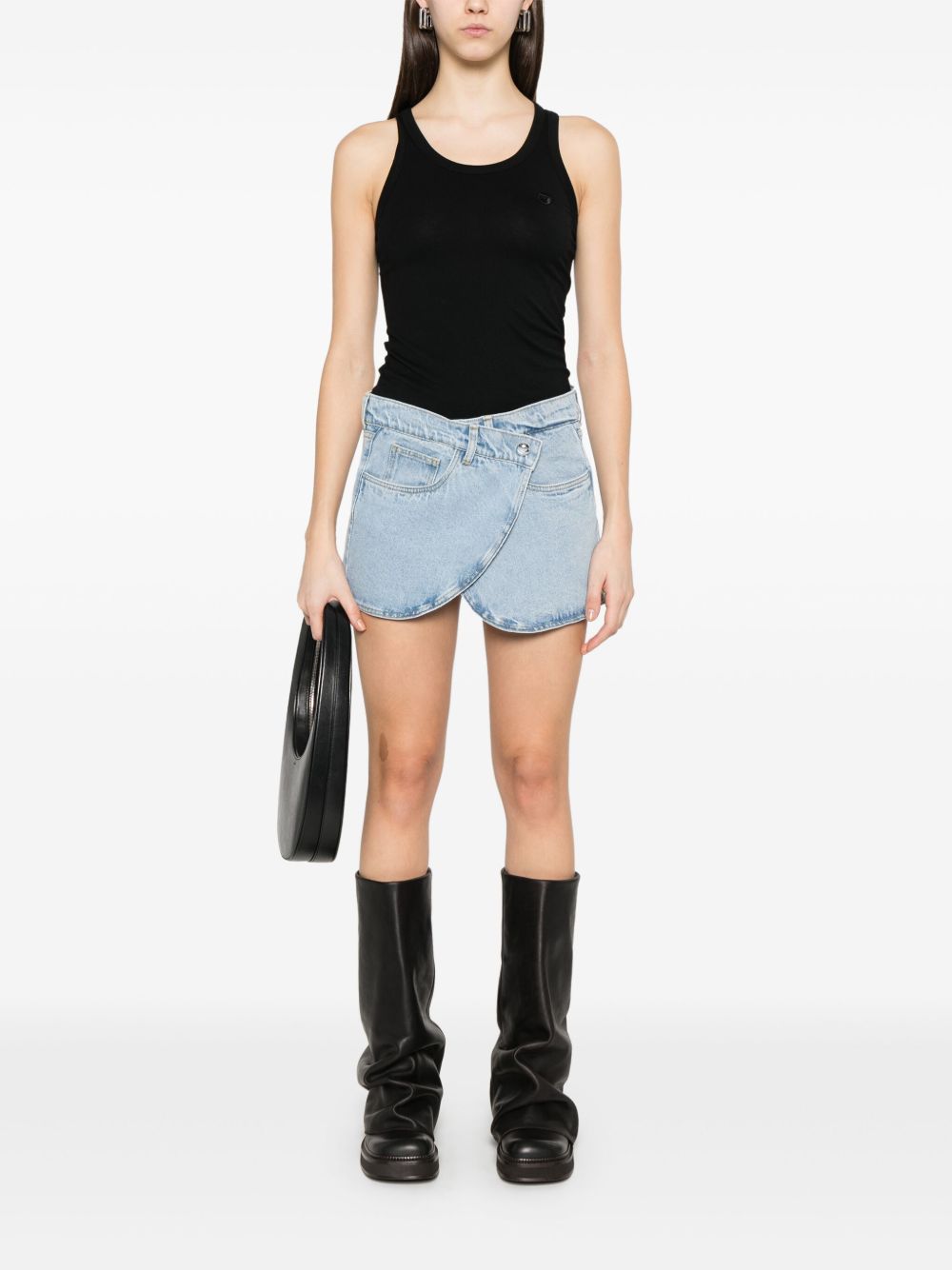 Asymmetrical Mini Denim Skirt