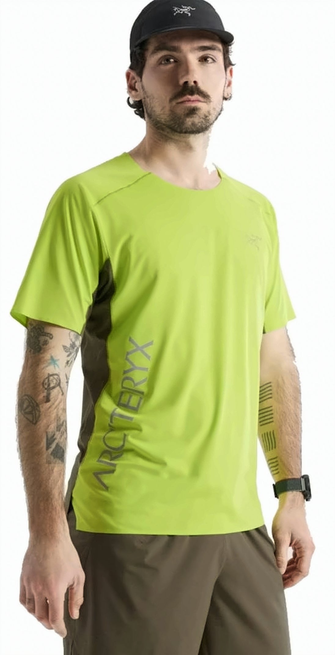 Lime Green Dark Olive Panel T-Shirt