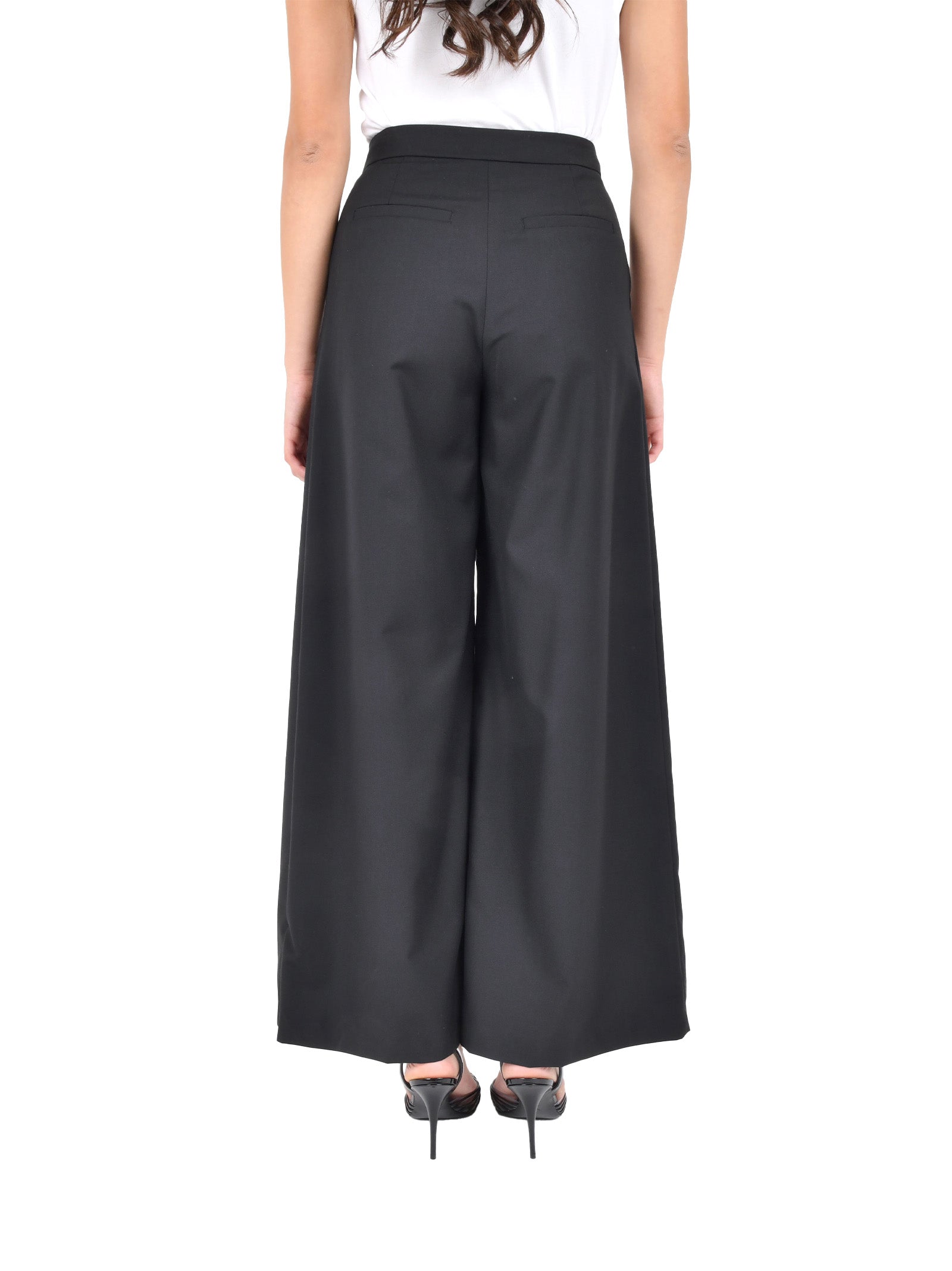 Cropped Wide-Leg Trousers With Double Pleats