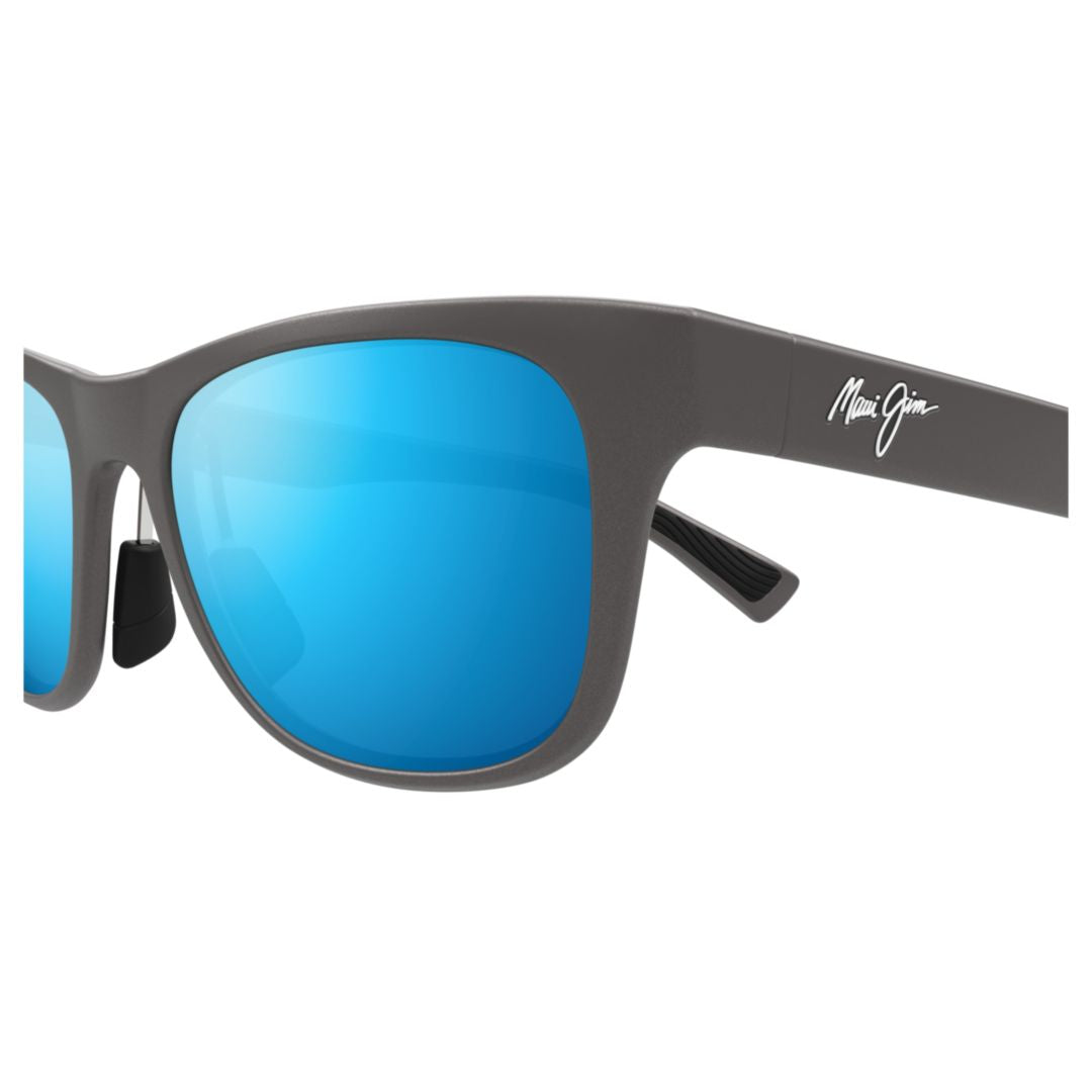 Kapeau Matte Black Rectangular Sunglasses with Reflective Blue Lenses