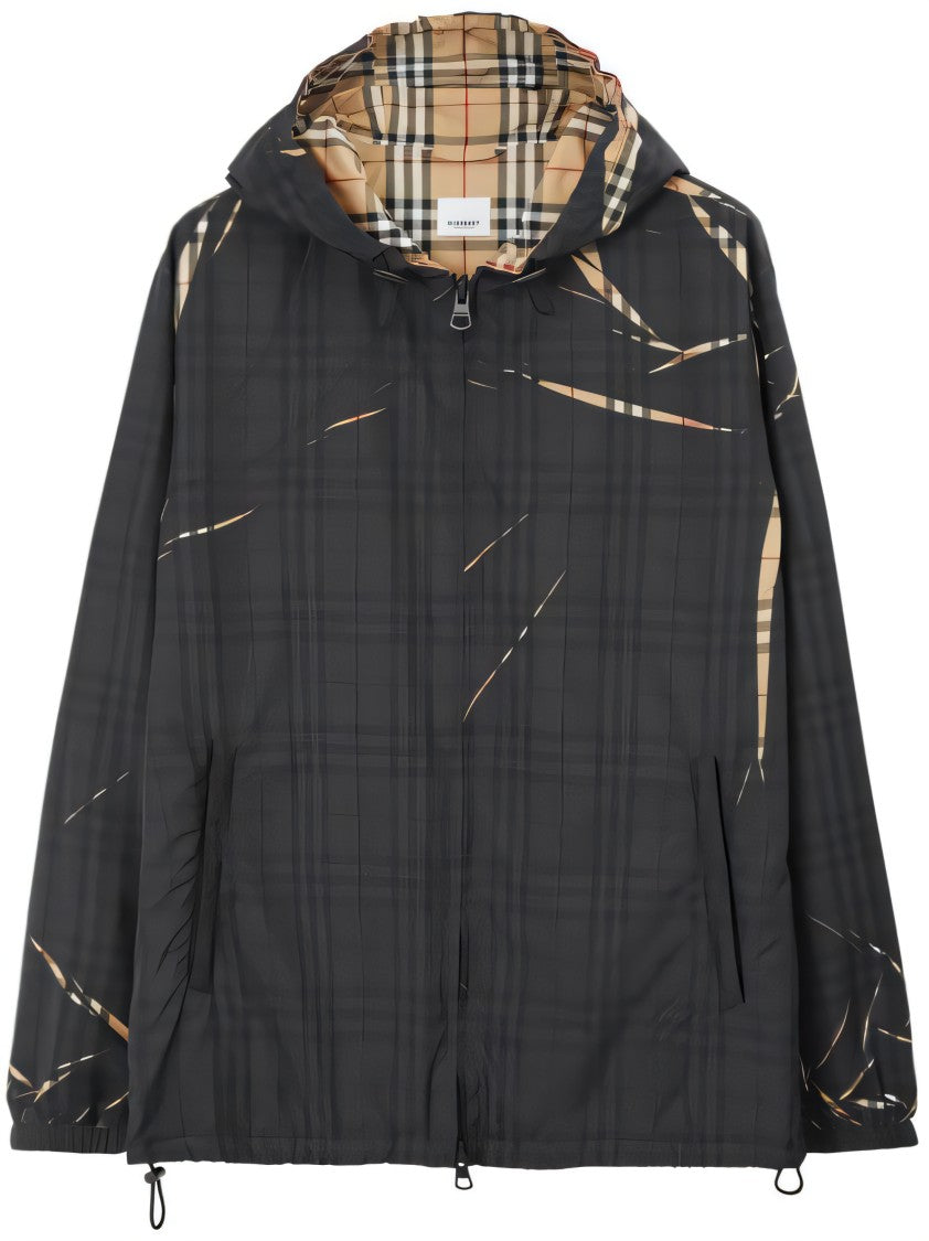 Lightweight Black Casual Jacket with Abstract Pattern