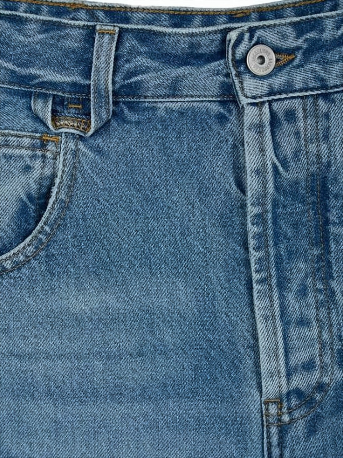 Mid-Blue Denim Pants with Classic Five-Pocket Design