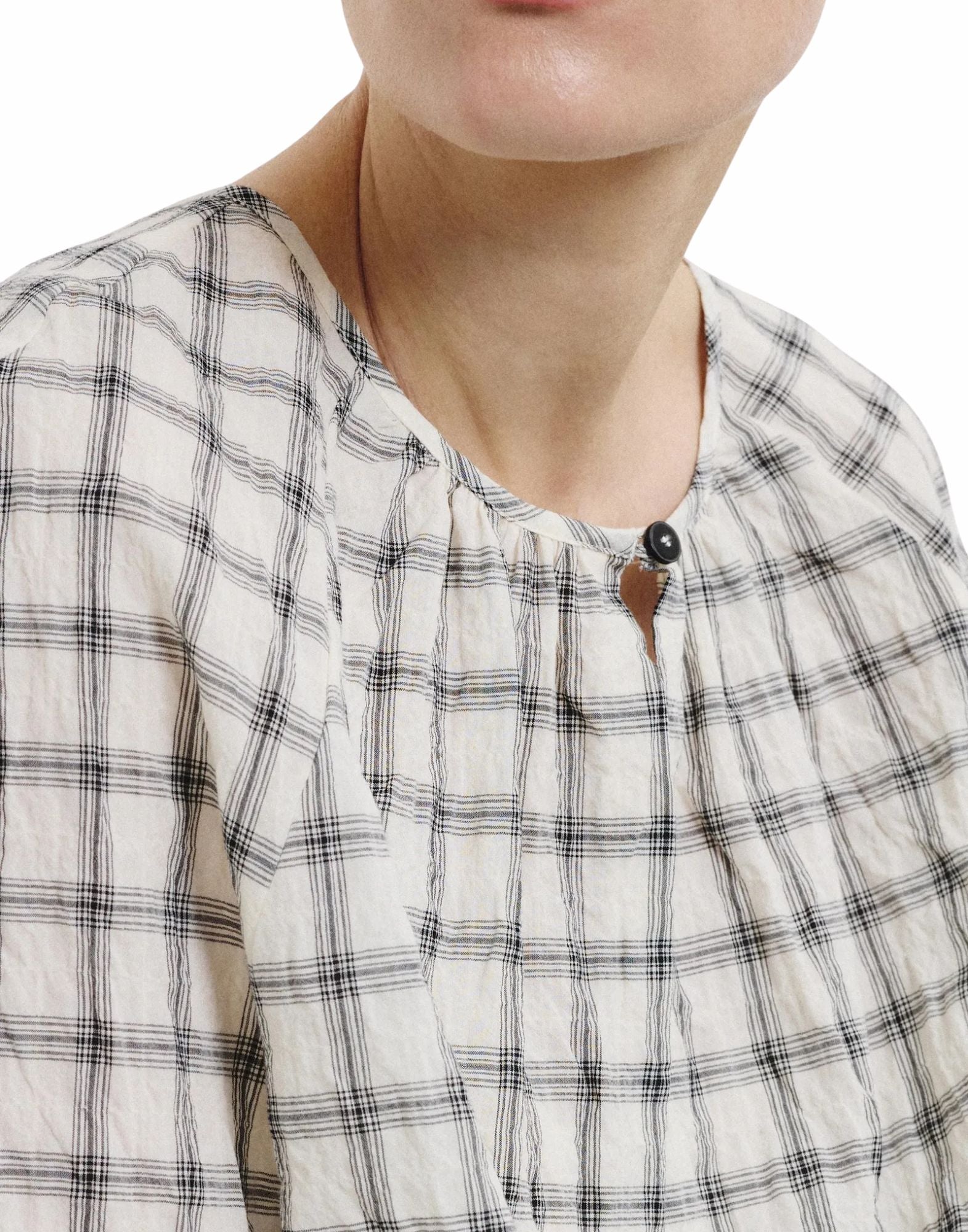 Checked Cotton Blouse In Butter