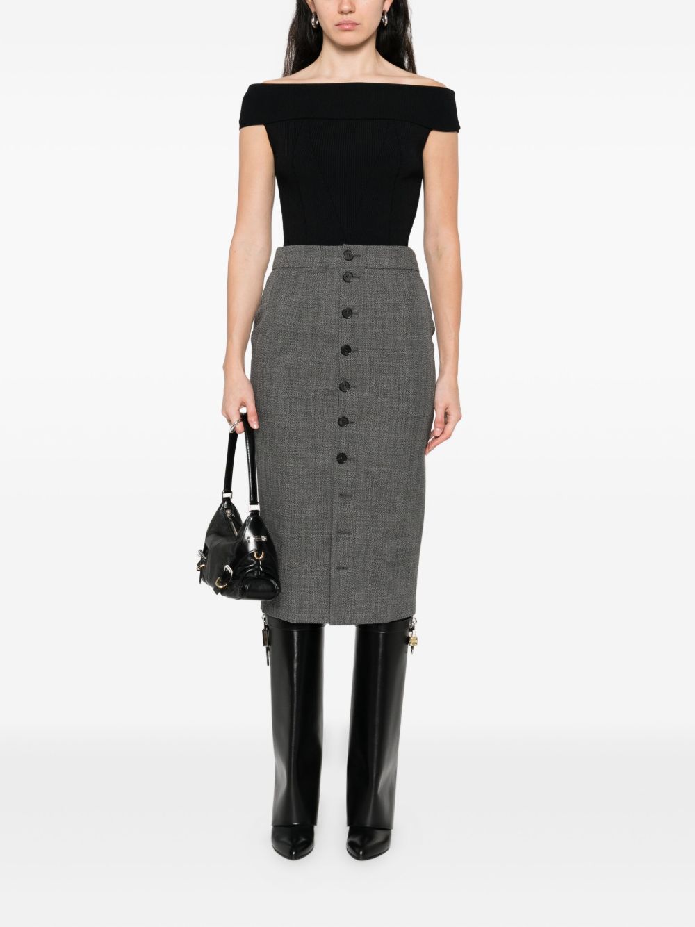 Fitted Off-Shoulder Ribbed Texture Top