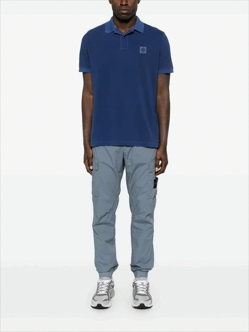 Short-Sleeve Polo Shirt with Matching Collar and Embroidered Logo