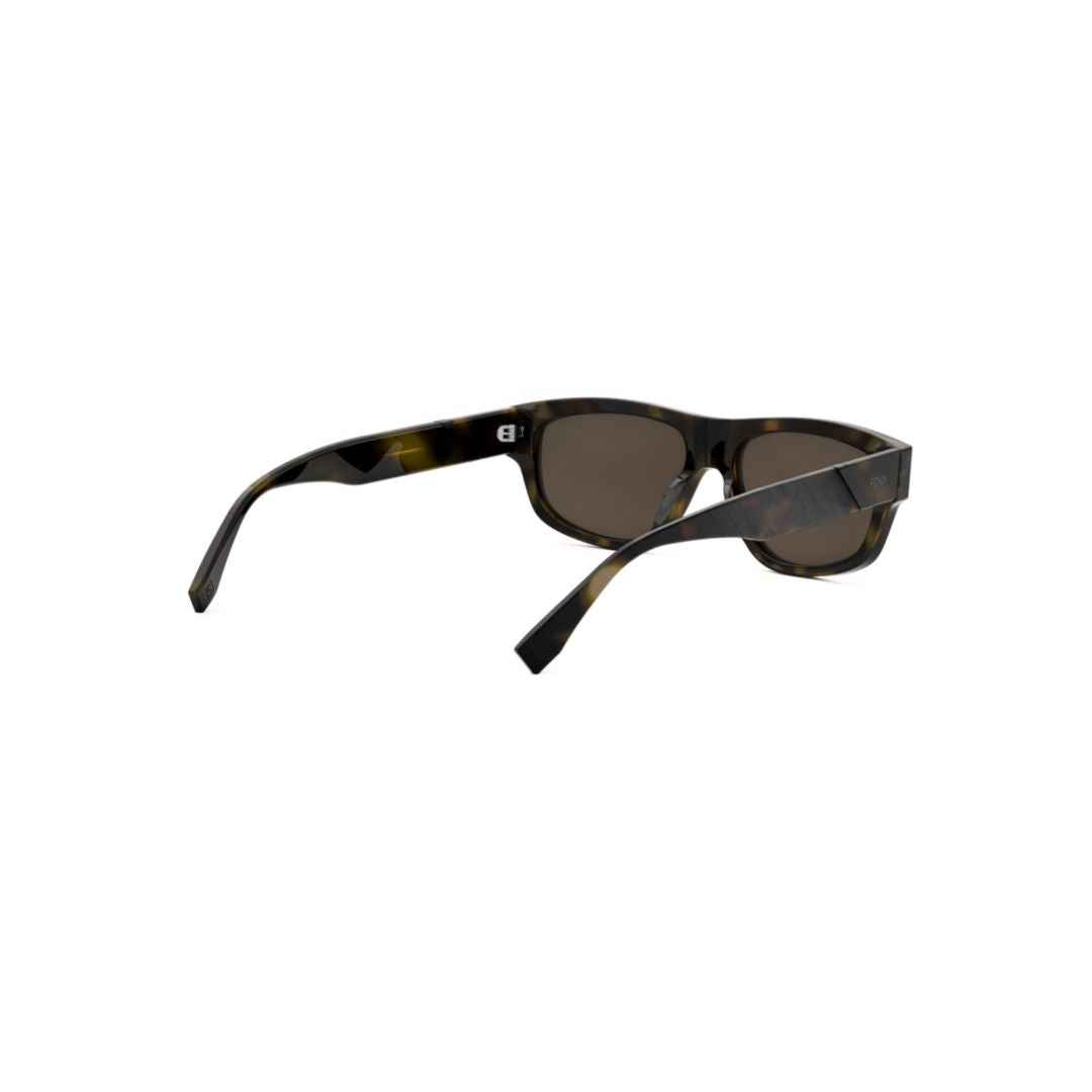 Fe40157i Rectangular Tortoiseshell Acetate Sunglasses