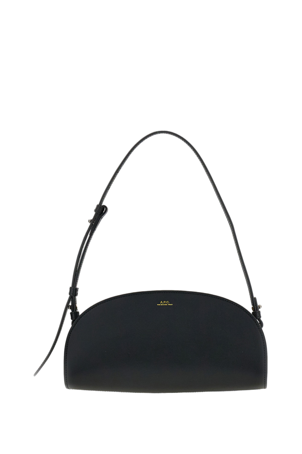 Elongated Demi-Lune Shoulder Bag with Gold Accents