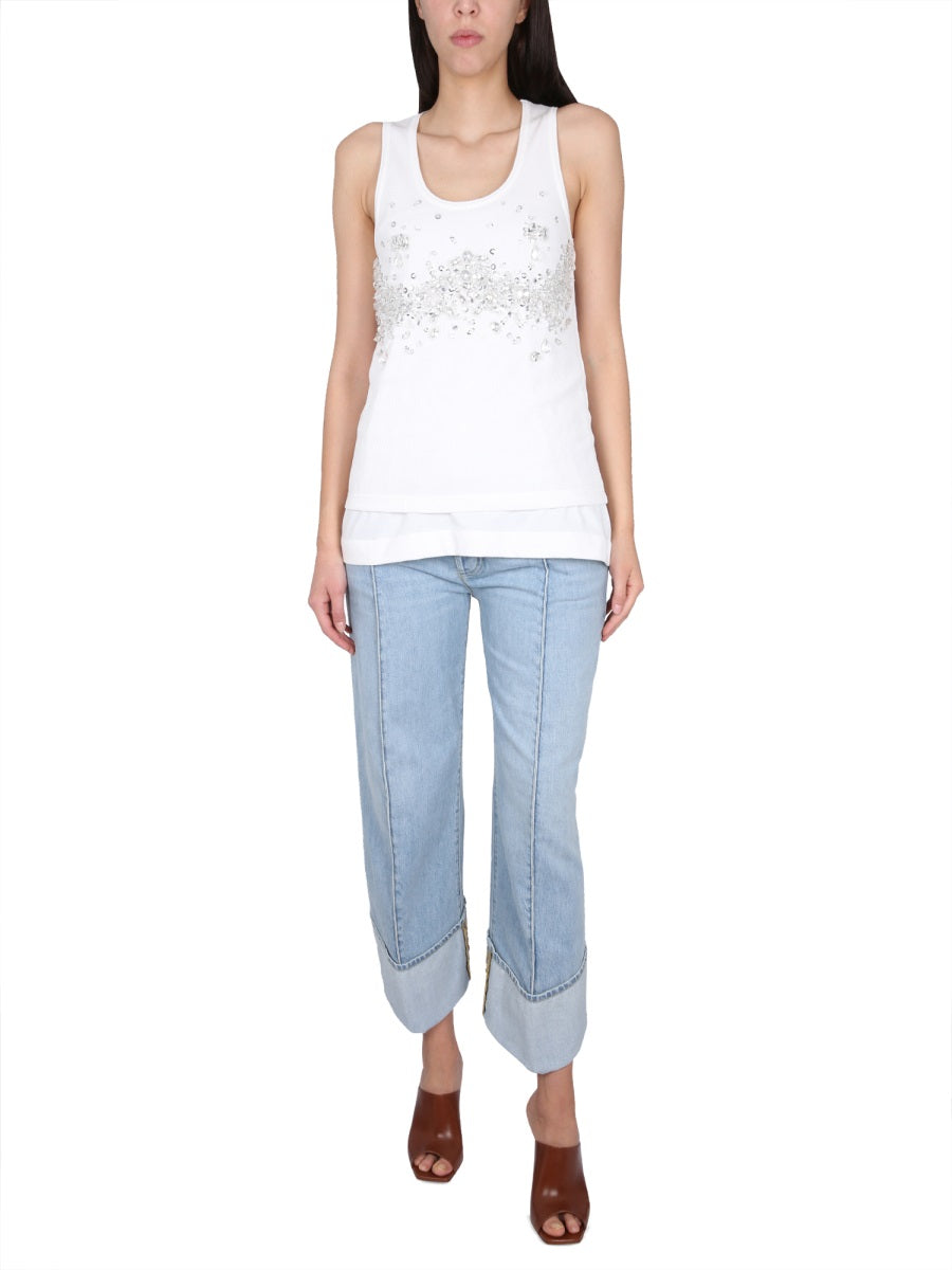 Double-Layered Jersey Top with Smooth Seamless Design