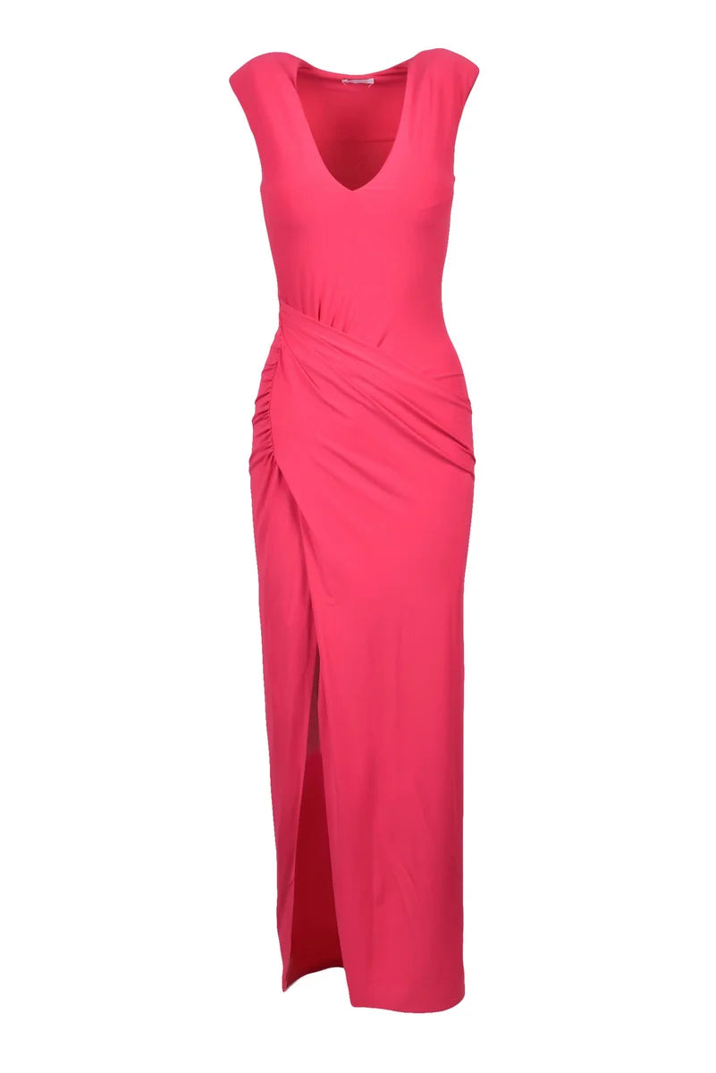 Long Dress Side Slit - Fuchsia